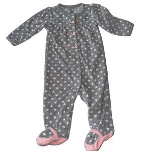 Carter's Gray and Pink Heart Footed Onesie